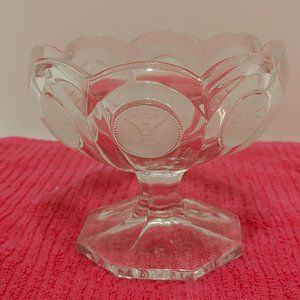 Vintage Depression Fostoria Coin Glass Compote.